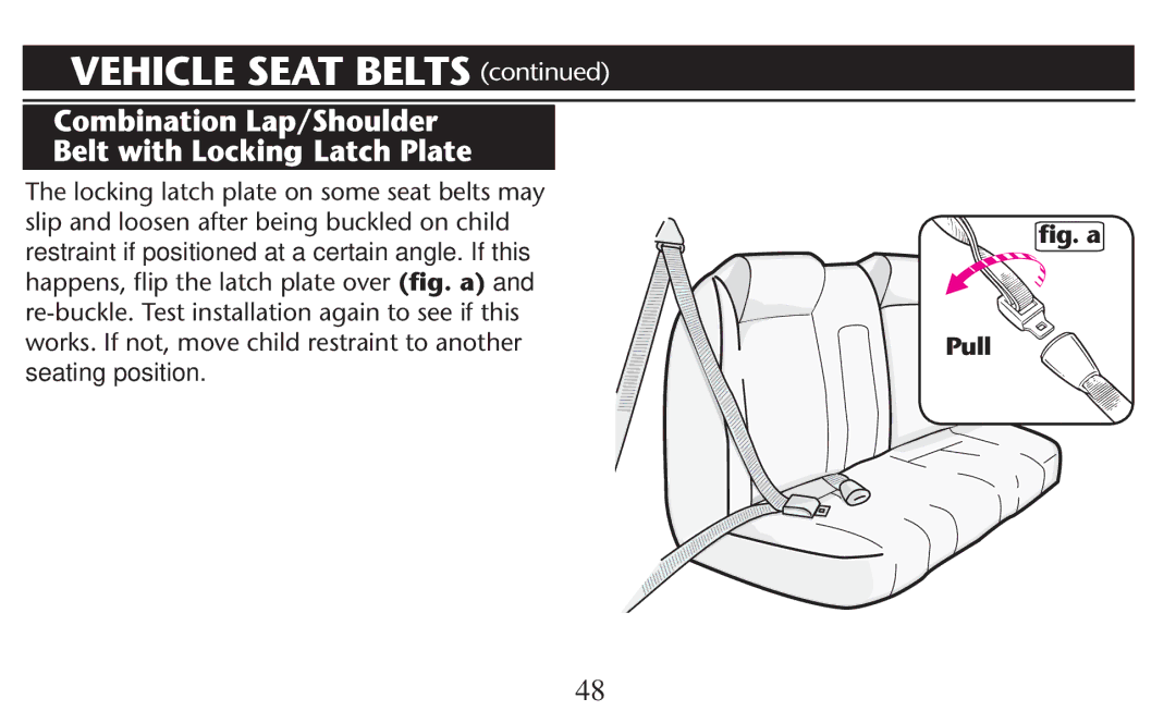 Graco PD247310A owner manual Vehicle Seat Belts  