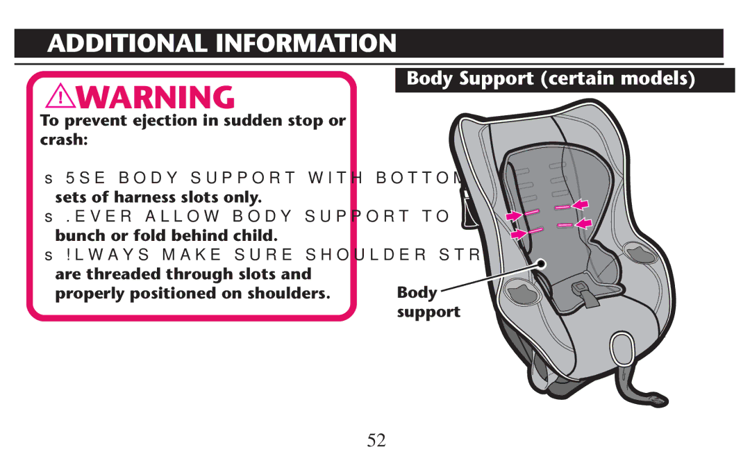 Graco PD247310A owner manual Body Support certain models 