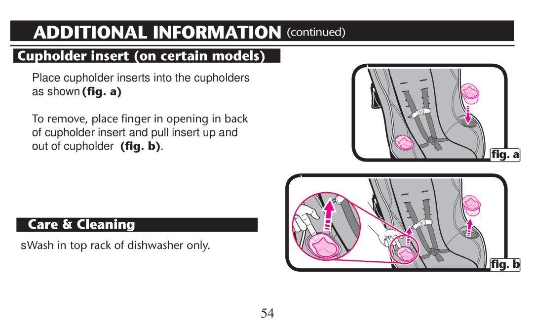 Graco PD247310A owner manual Cupholder insert on certain models 