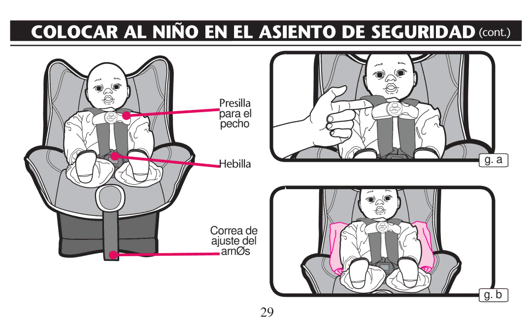 Graco PD247310A owner manual Para el pecho, Correa de ajuste del arnés ﬁg. b 