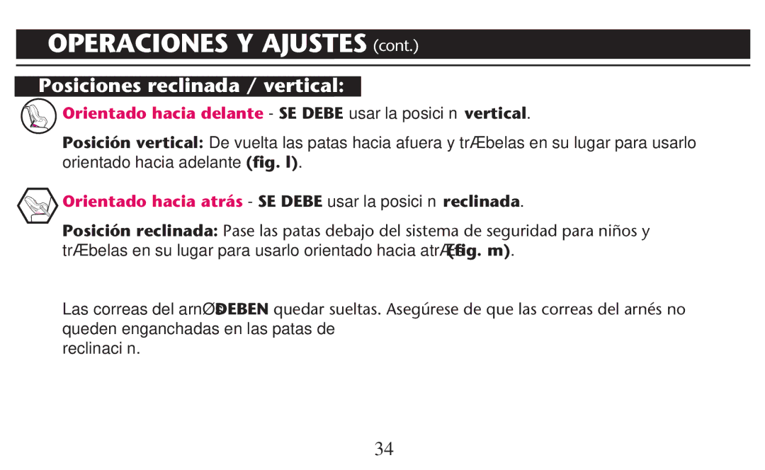 Graco PD247310A owner manual Posiciones reclinada / vertical, Orientado hacia delante SE Debe usar la posición vertical 