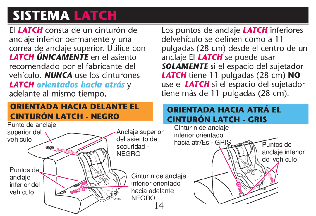 Graco PD247311A owner manual Sistema Latch, Los puntos de anclaje Latch inferiores 