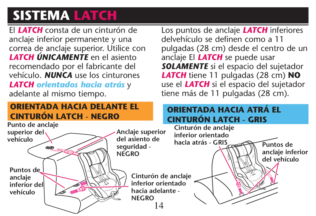 Graco PD247312A owner manual Sistema Latch, Los puntos de anclaje Latch inferiores 