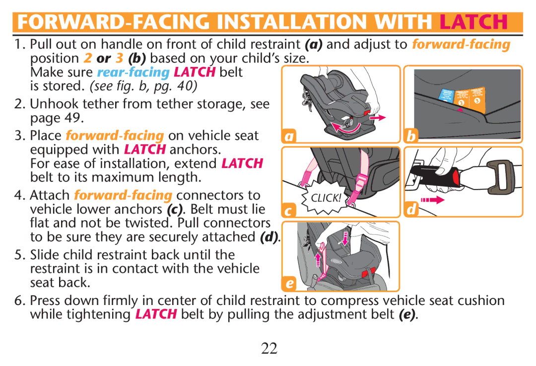 Graco PD247313A owner manual  5NHOOKNTETHER Fromttether STORAGERSEEM, Attach forward-facingconnectors to 