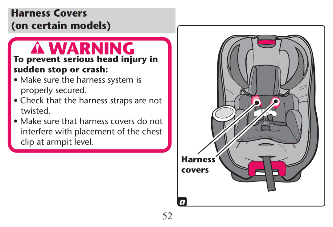 Graco PD247313A owner manual Harness Covers On certain models, Clipcat ARMPITALEVEL, Harness covers 