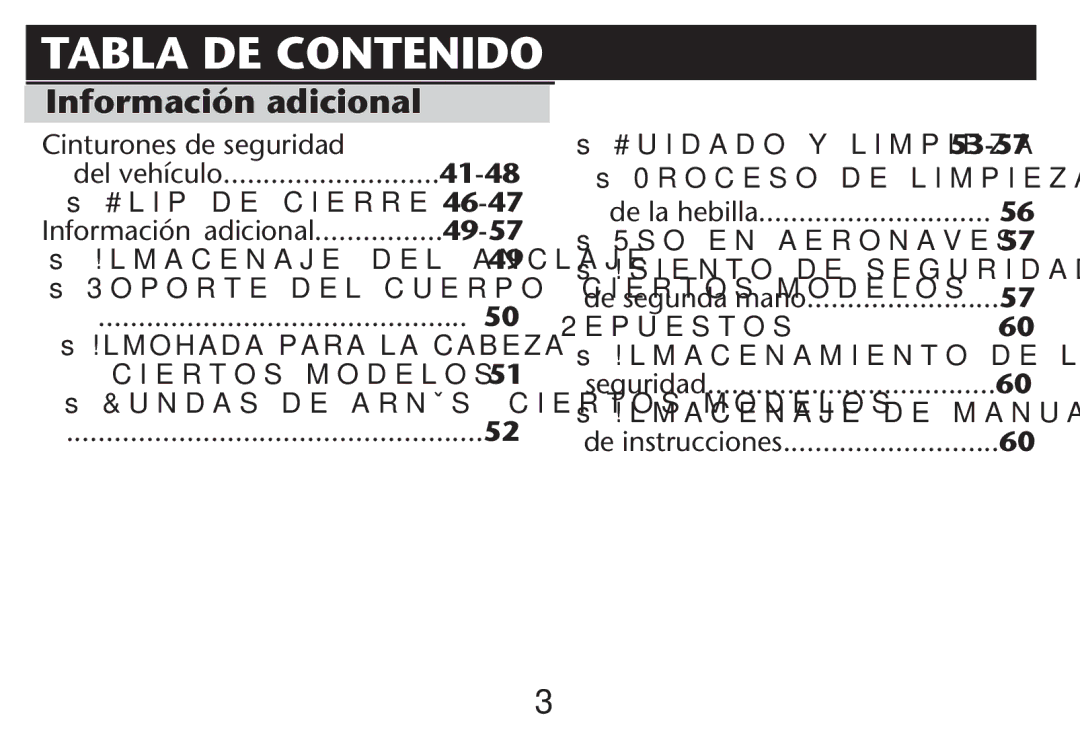 Graco PD247313A owner manual Información adicional, 49-57 