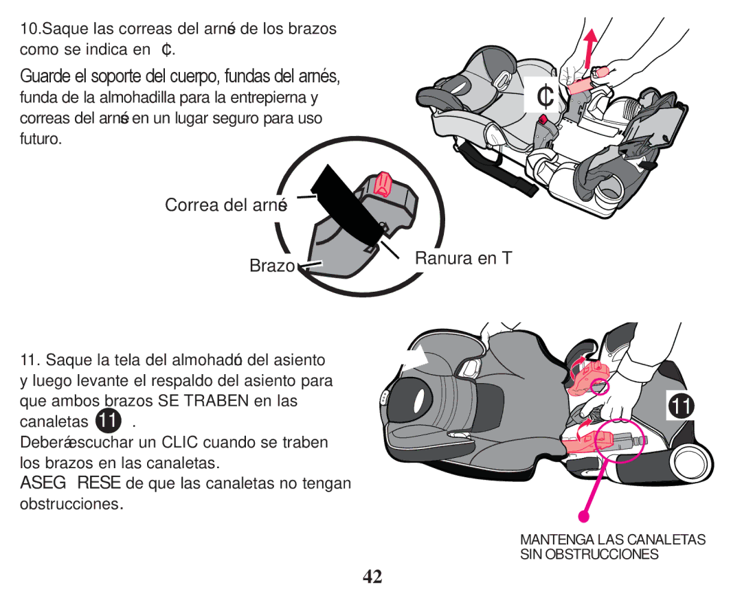 Graco PD247314A owner manual Correa del arnés Brazo 