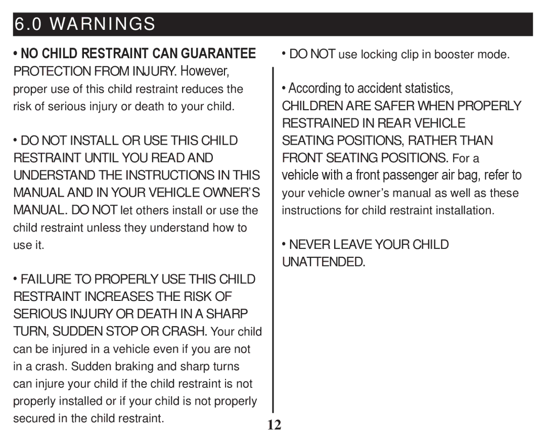 Graco PD247314A owner manual ‡DO not Install or USE this Child 