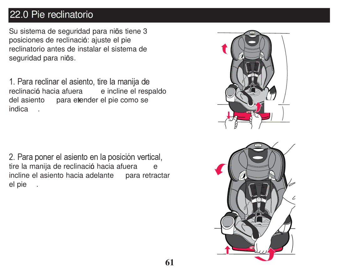 Graco PD247314A owner manual Pie reclinatorio 