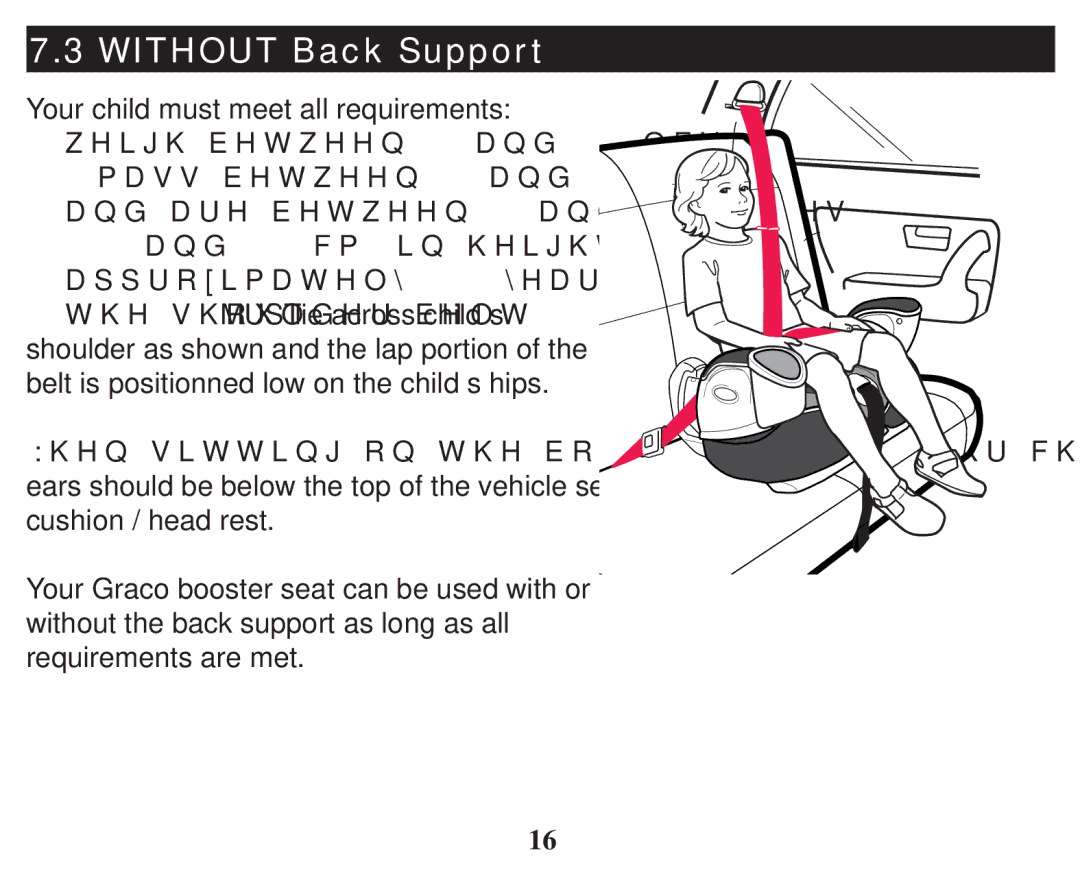 Graco PD247314A owner manual Without Back Support, ‡DqgDuhEhwzhhqDqgLqfkhv 