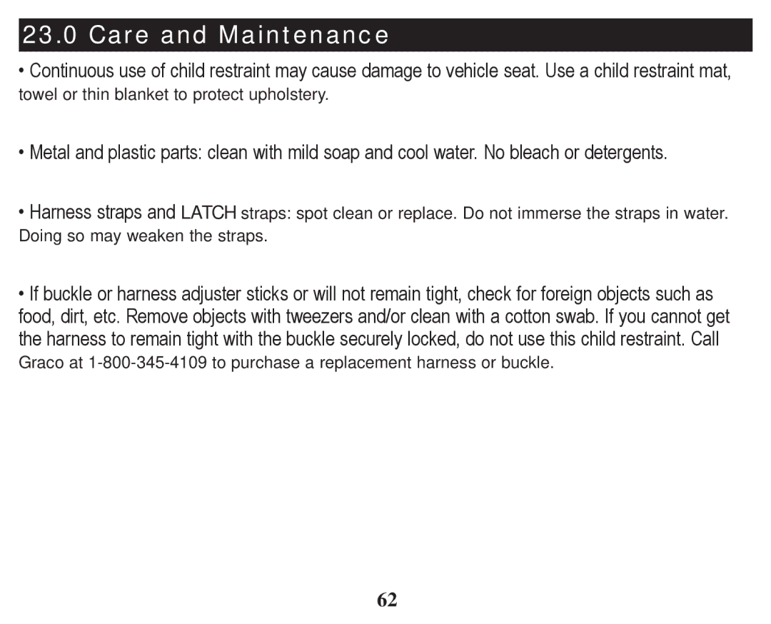 Graco PD247314A owner manual Care and Maintenance 