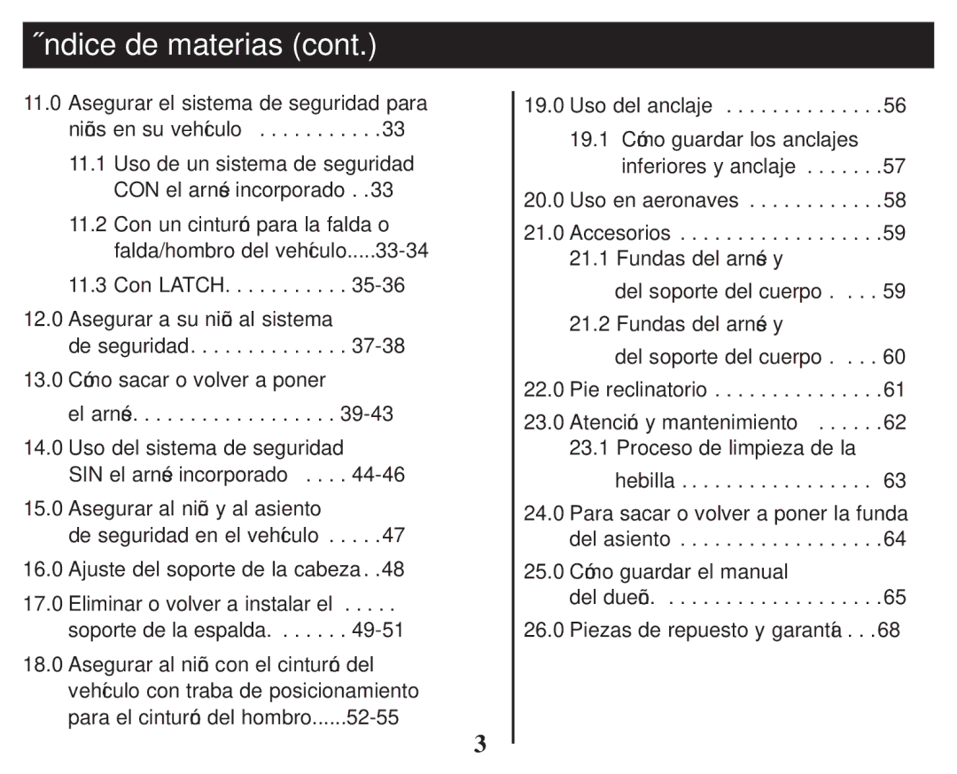 Graco PD247314A owner manual Índice de materias 