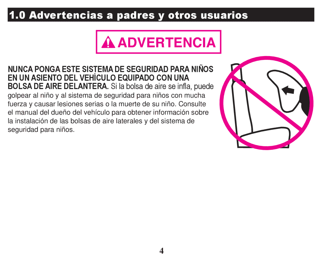 Graco PD247314A owner manual Advertencias a padres y otros usuarios 