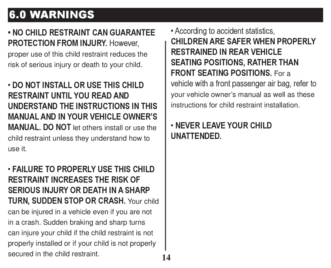 Graco PD247322A owner manual ‡DO not Install or USE this Child 