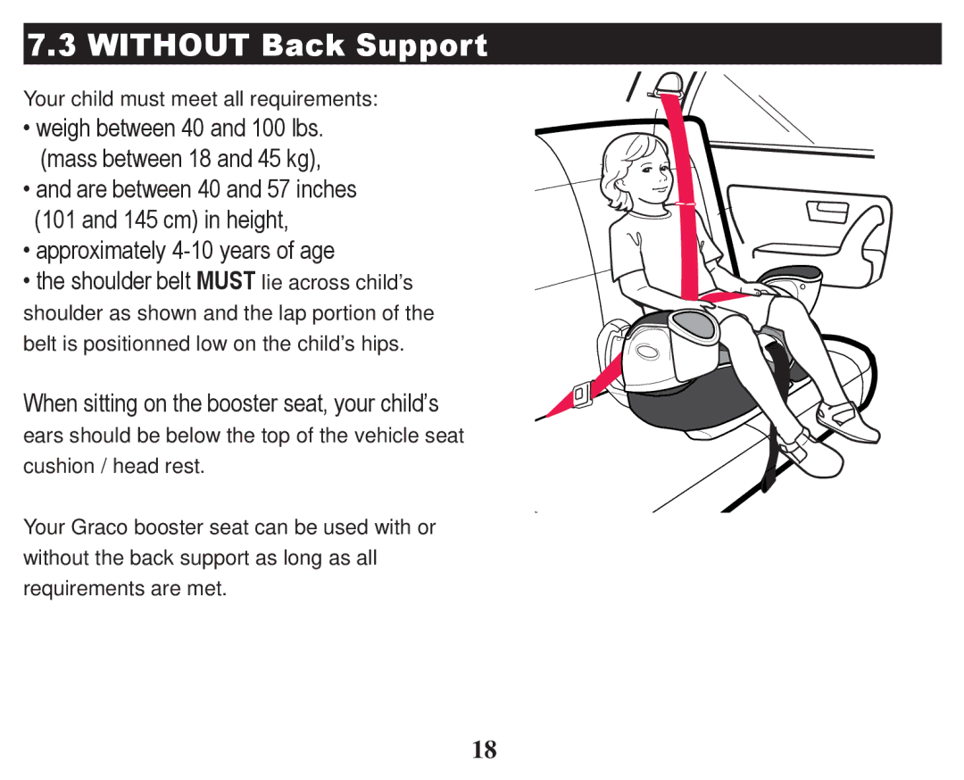 Graco PD247322A owner manual Without Back Support, ‡DqgDuhEhwzhhqDqgLqfkhv 