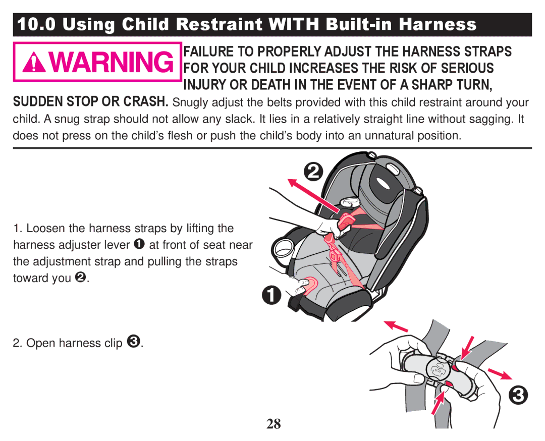 Graco PD247322A owner manual Using Child Restraint with Built-in Harness 