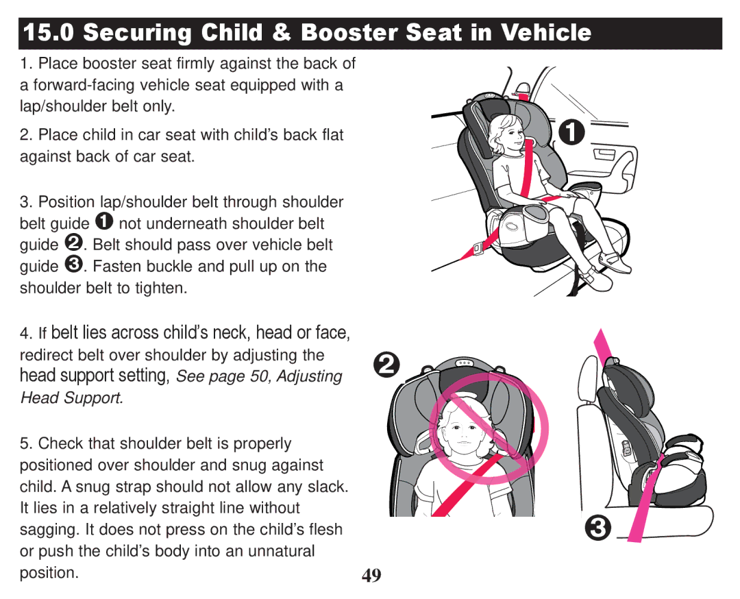 Graco PD247322A owner manual Securing Child & Booster Seat in Vehicle 