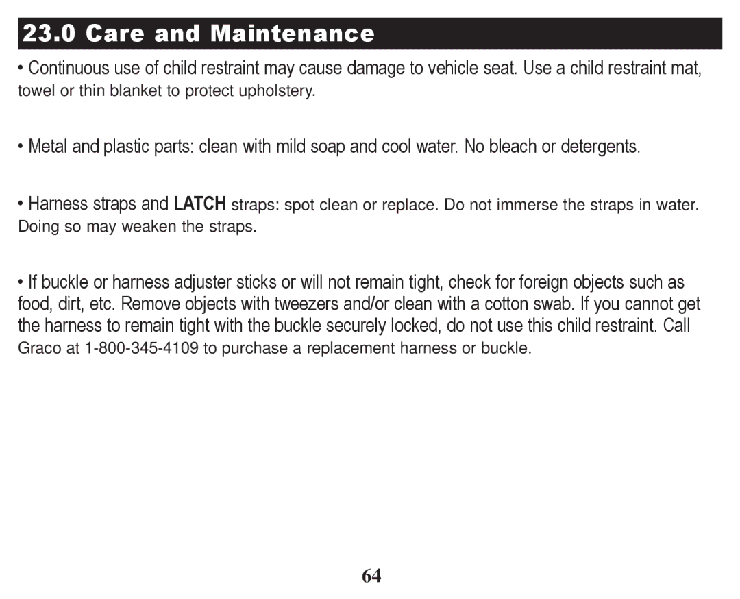 Graco PD247322A owner manual Care and Maintenance 