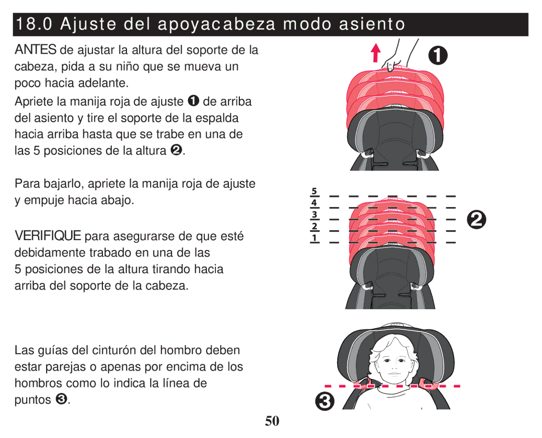 Graco PD247324A owner manual Ajuste del apoyacabeza modo asiento 