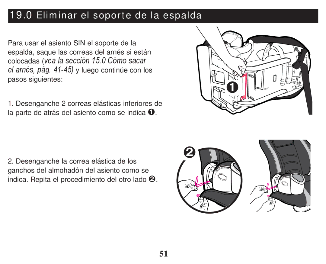 Graco PD247324A owner manual Eliminar el soporte de la espalda 