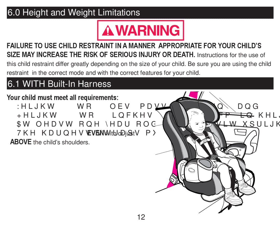 Graco PD247324A owner manual Height and Weight Limitations, With Built-In Harness 