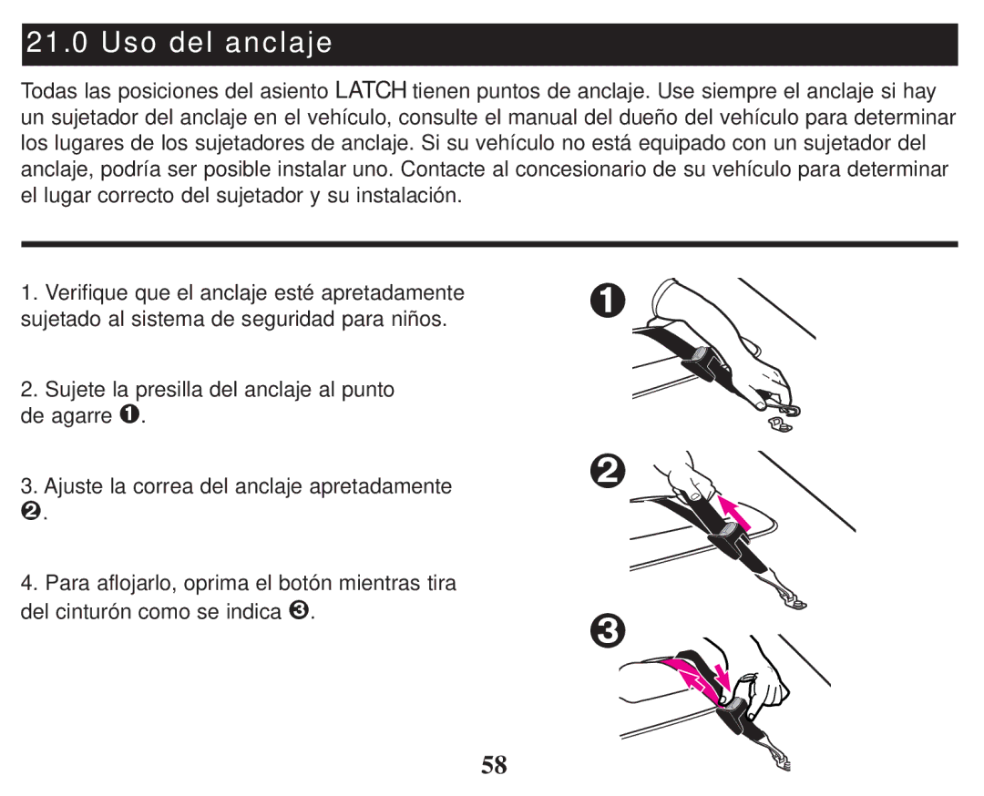 Graco PD247324A owner manual Uso del anclaje 