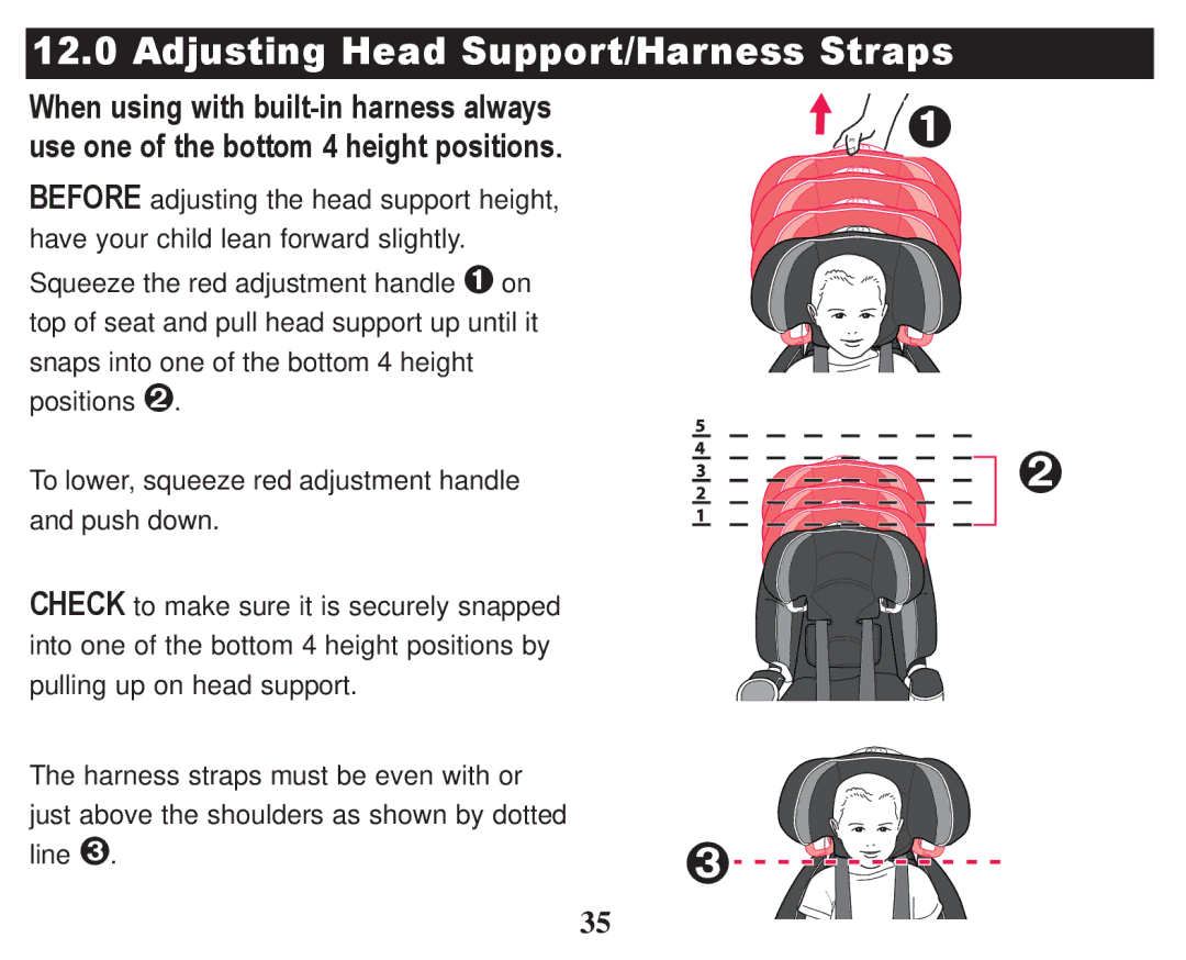 Graco PD247324A owner manual Adjusting Head Support/Harness Straps 