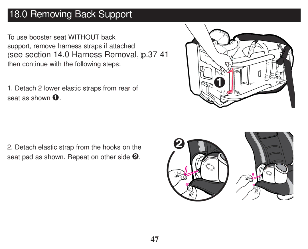 Graco PD247324A owner manual Removing Back Support 