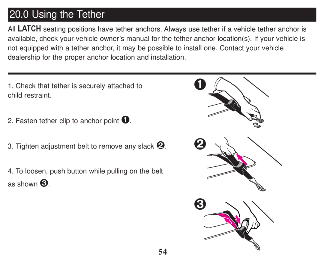 Graco PD247324A owner manual š ›, Using the Tether 