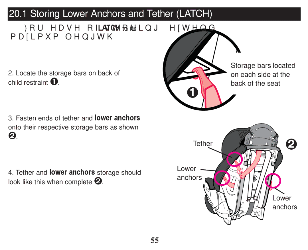 Graco PD247324A owner manual Storing Lower Anchors and Tether Latch 