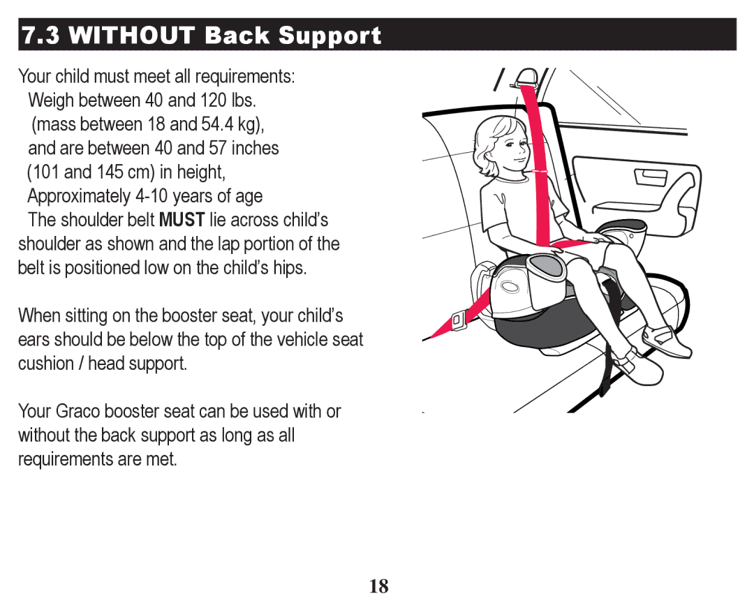 Graco PD247328A owner manual Without Back Support 