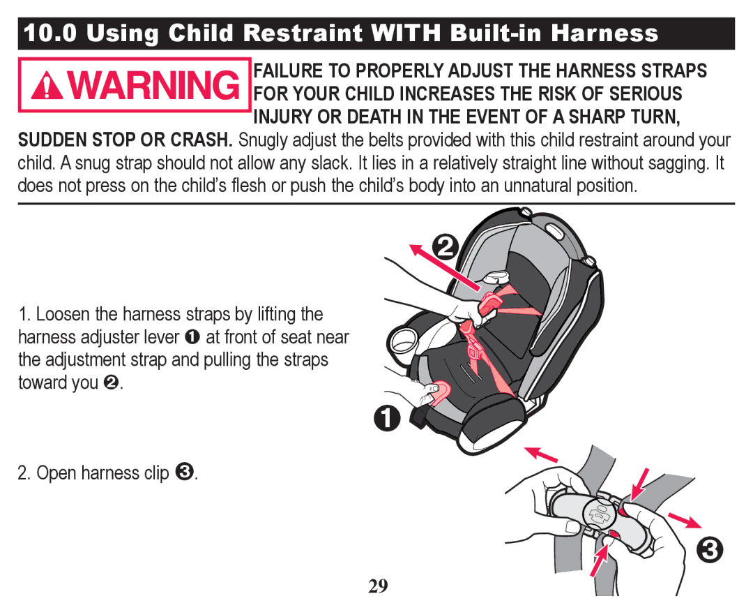 Graco PD247328A owner manual Using Child Restraint with Built-in Harness 