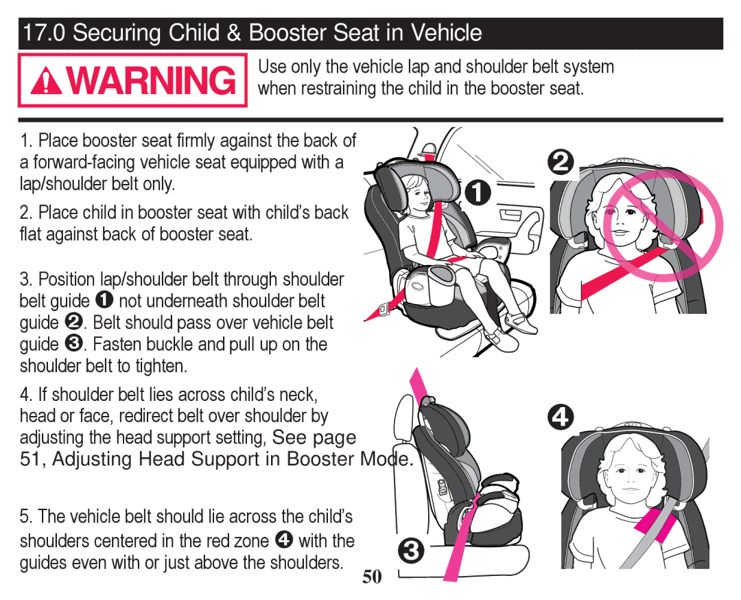 Graco PD247328A owner manual Securing Child & Booster Seat in Vehicle 