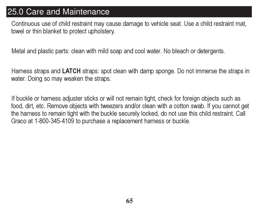 Graco PD247328A owner manual Care and Maintenance 