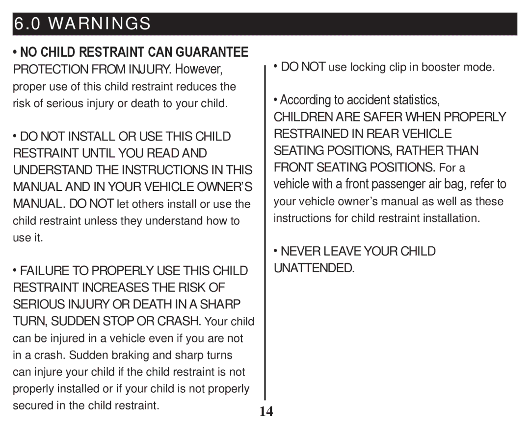 Graco PD247333A owner manual ‡DO not Install or USE this Child 