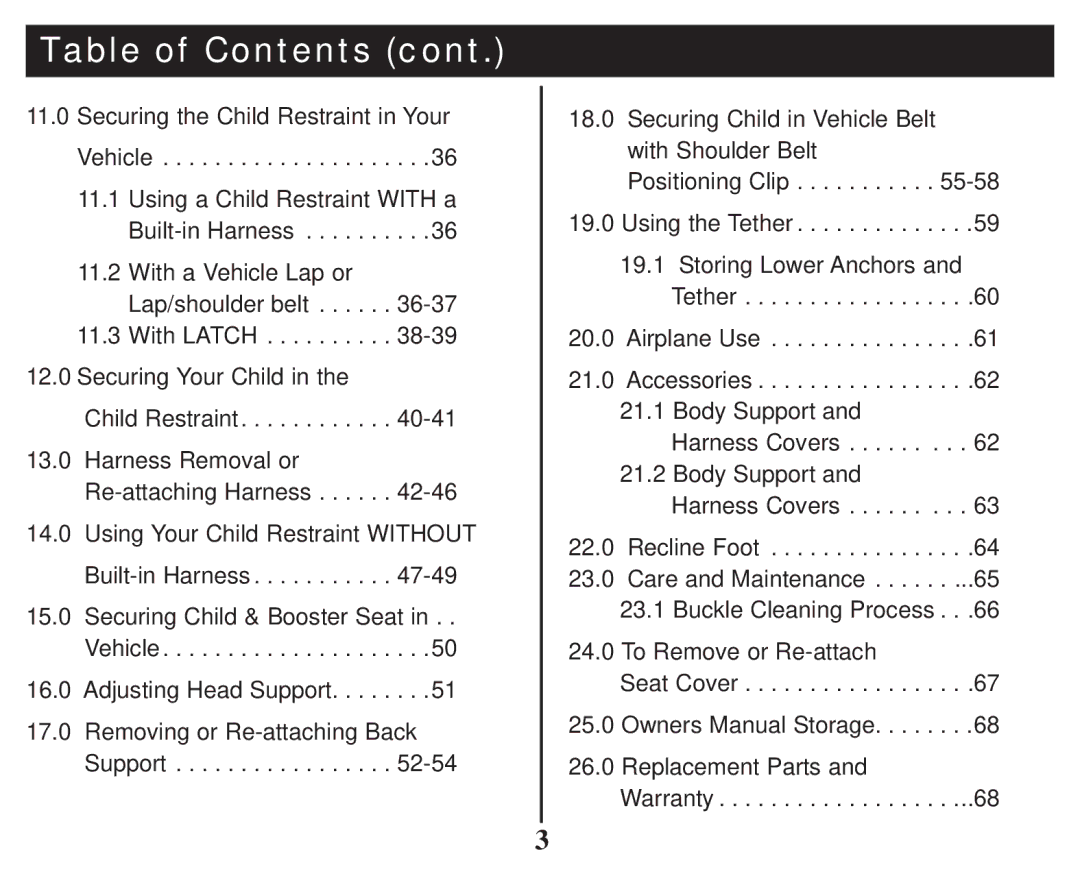 Graco PD247333A owner manual Table of Contents 