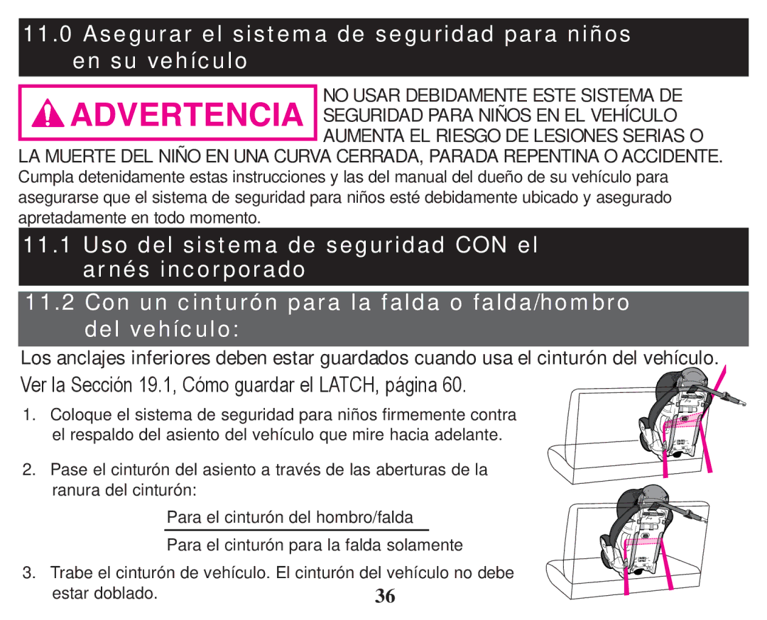 Graco PD247333A owner manual Asegurar el sistema de seguridad para niños en su vehículo, Estar doblado 