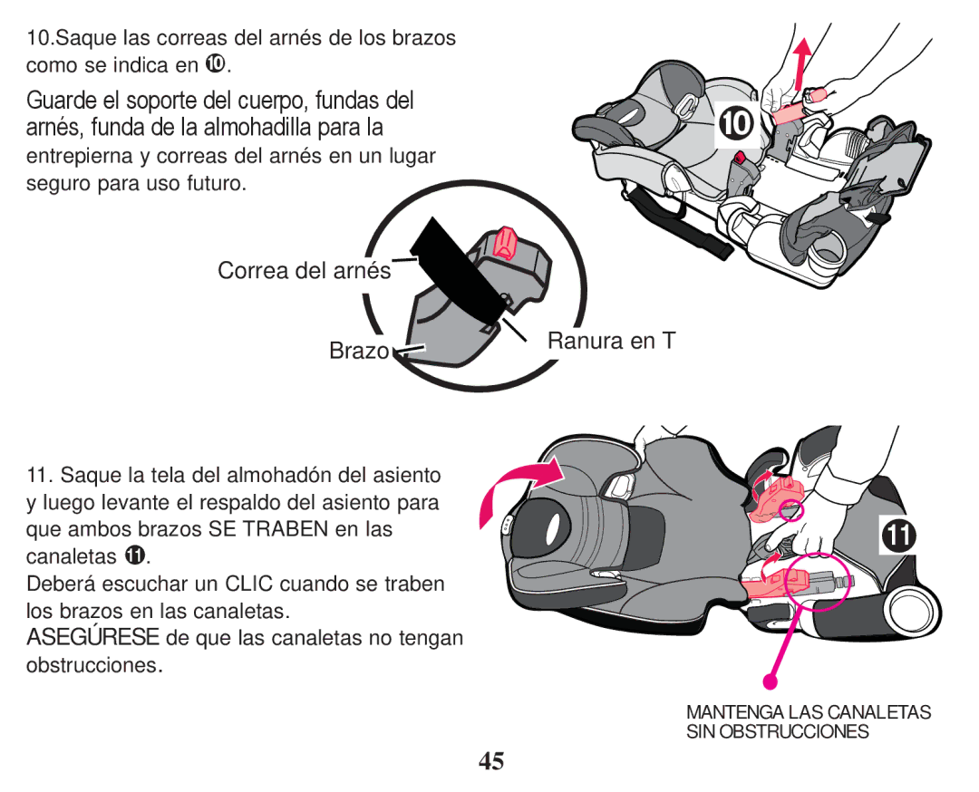 Graco PD247333A owner manual Correa del arnés Brazo 