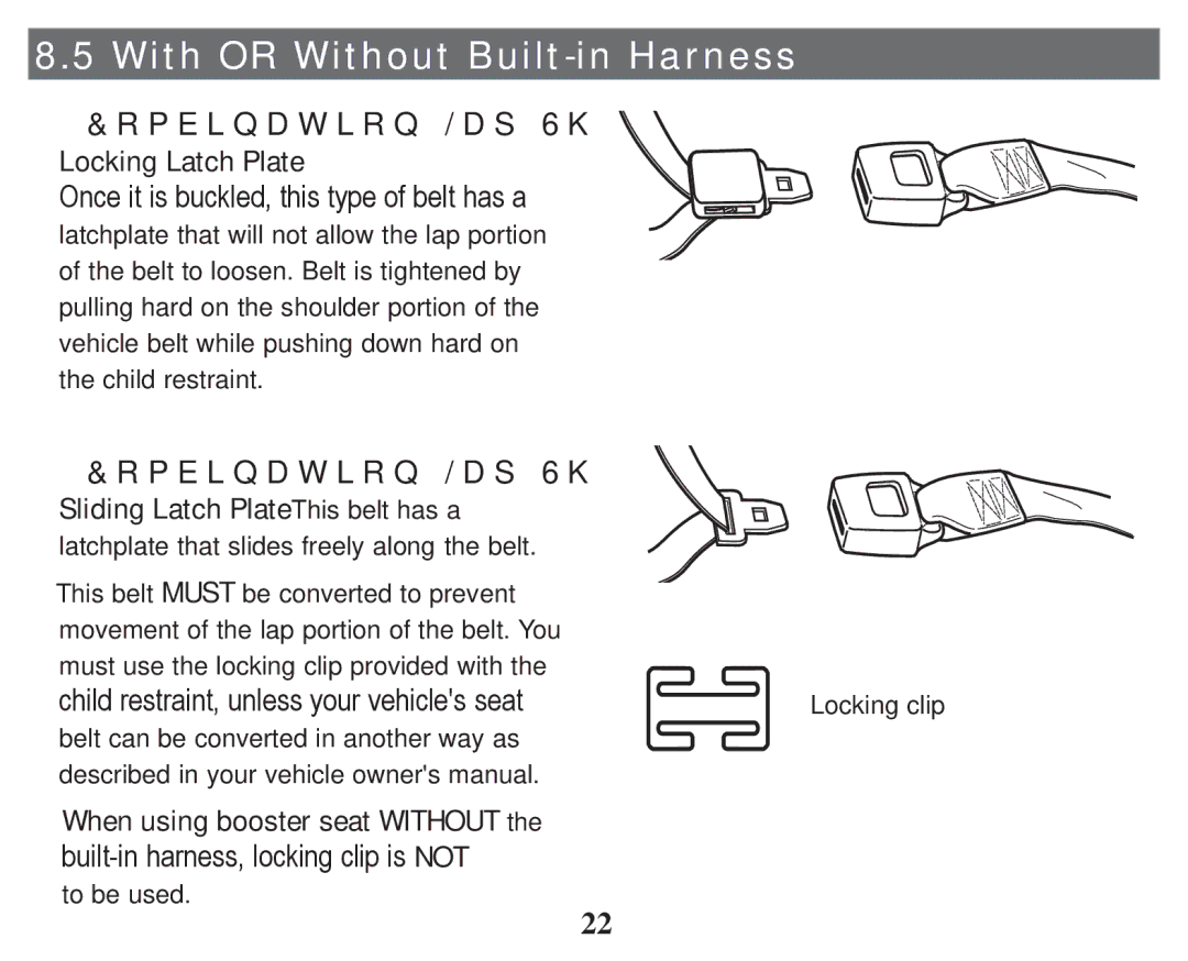 Graco PD247333A owner manual With or Without Built-in Harness, When using booster seat Without 