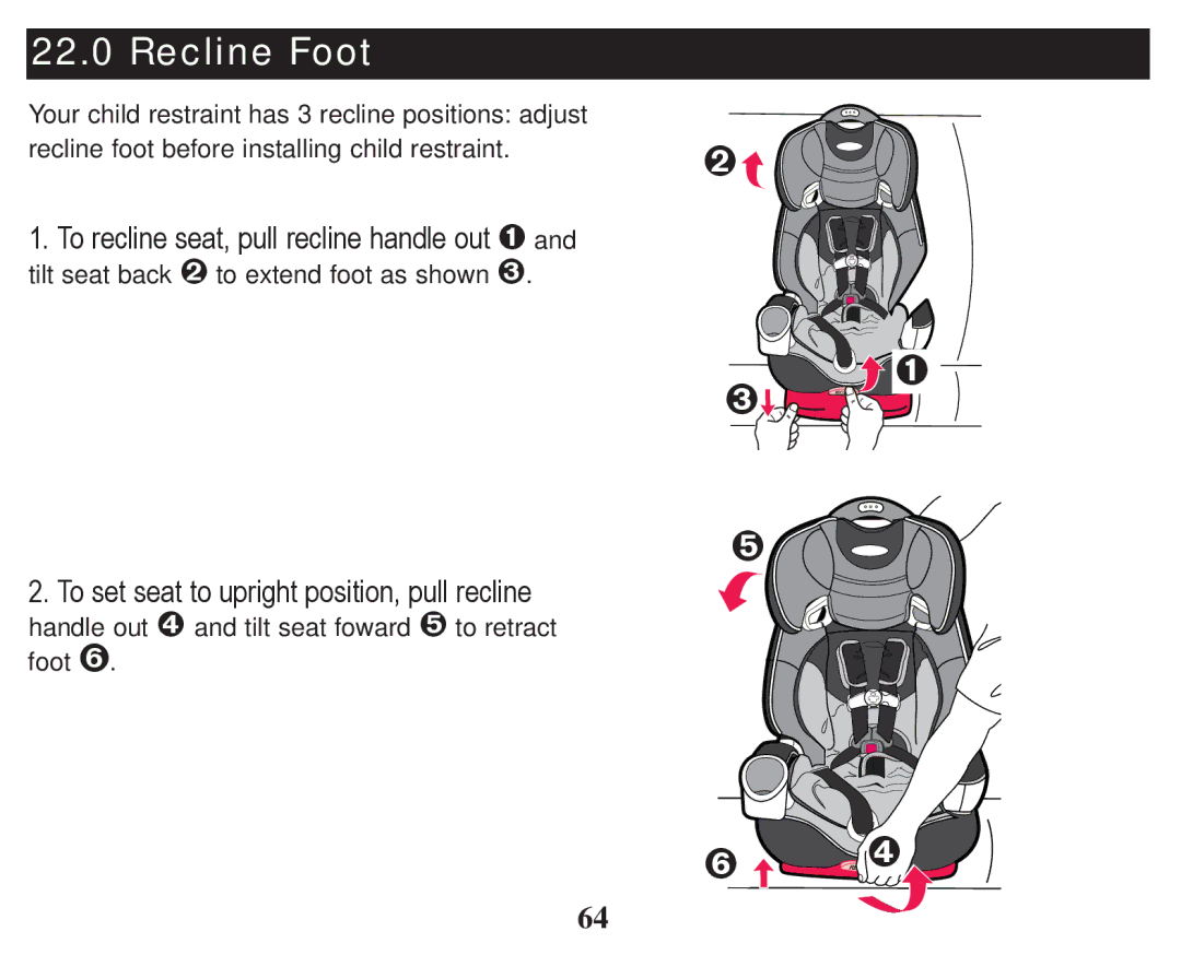 Graco PD247333A owner manual ™ › ž œ, Recline Foot 