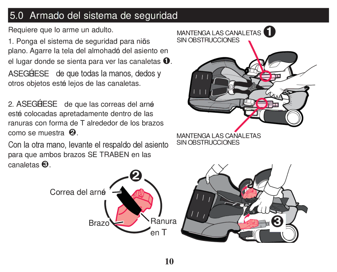 Graco PD247333A owner manual Armado del sistema de seguridad, Brazo 