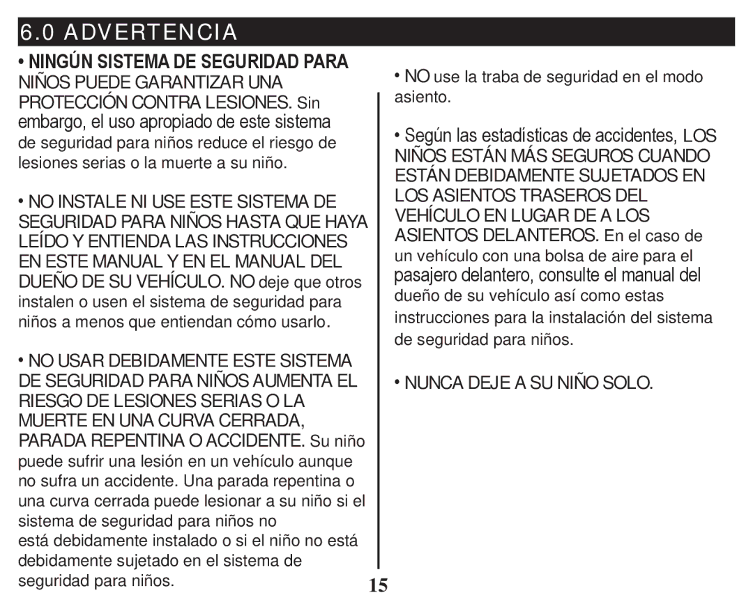 Graco PD247333A owner manual ‡1,1*Ó16,670$6*85,$3$5$, Seguridad para niños 