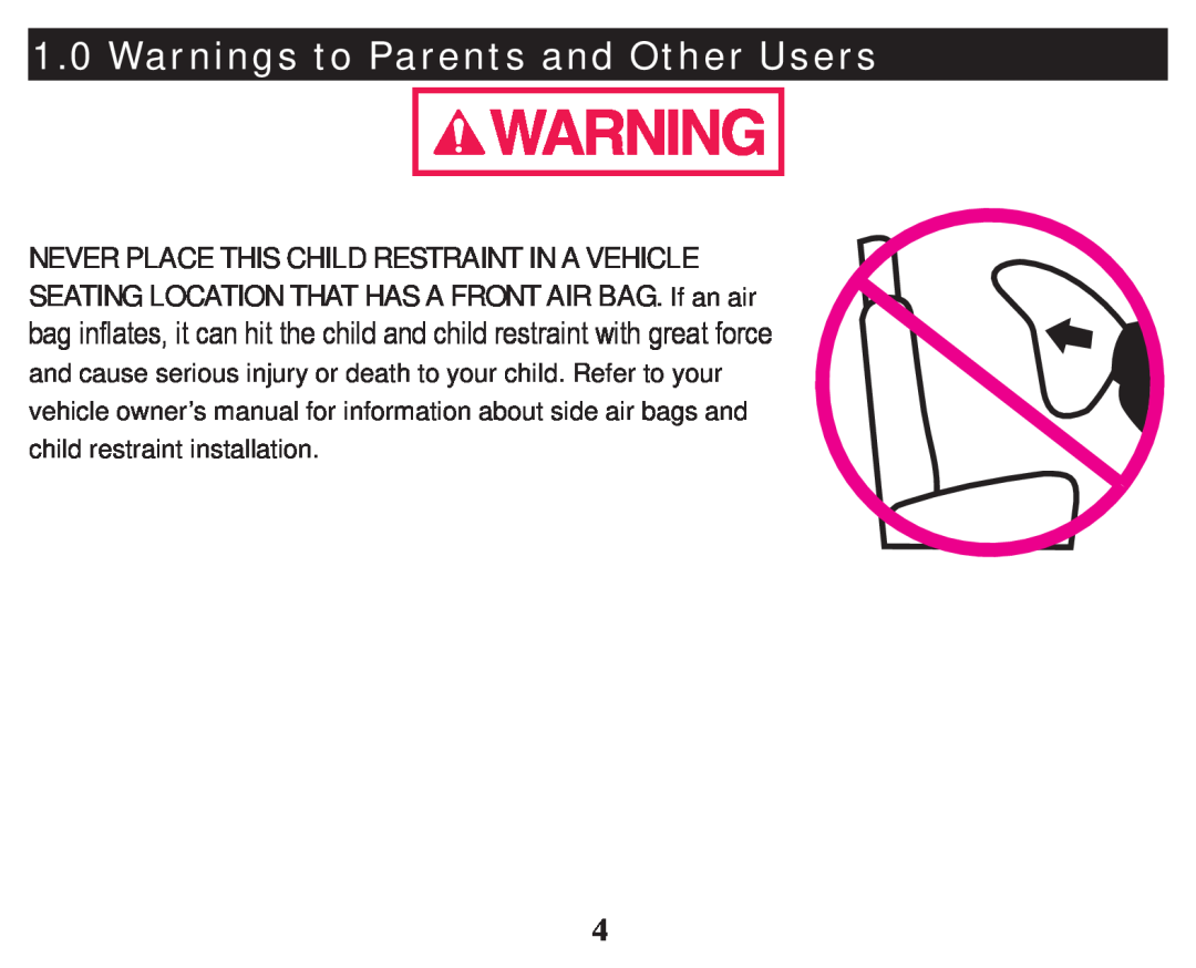 Graco PD247333A owner manual Warnings to Parents and Other Users 