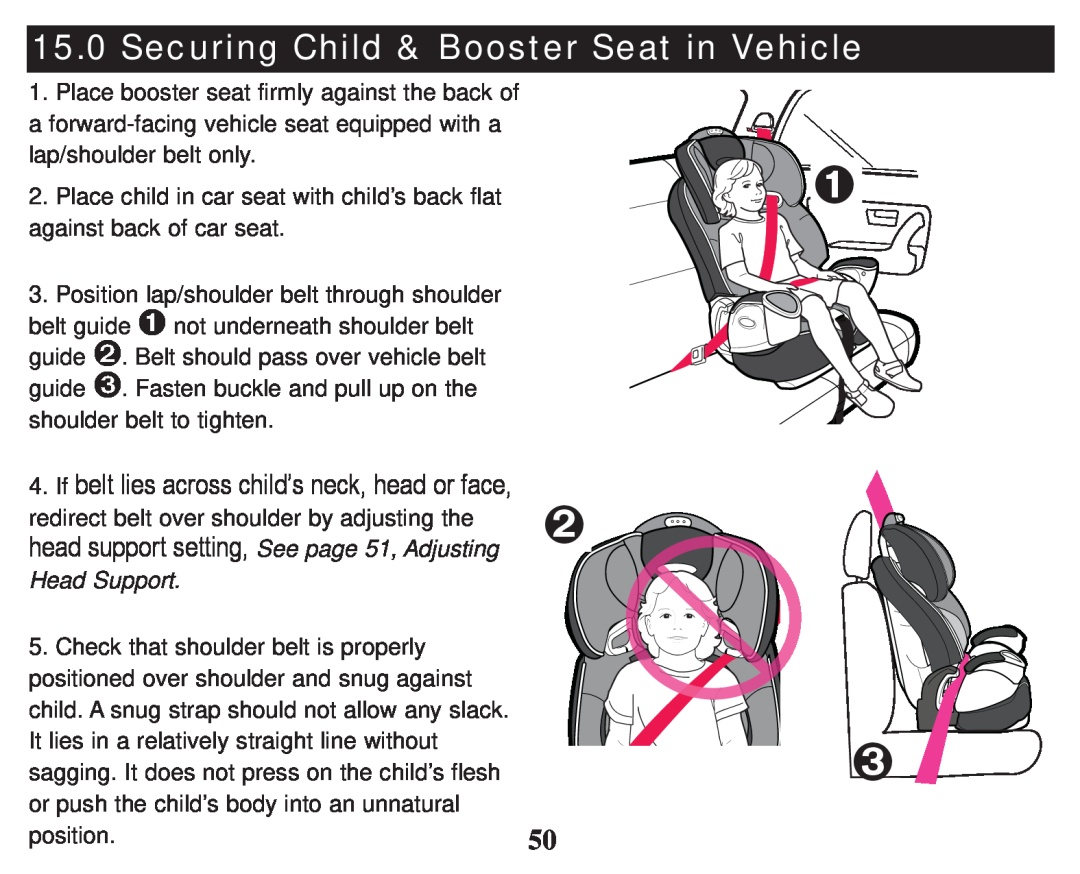 Graco PD247333A owner manual ™ š ›, Securing Child & Booster Seat in Vehicle 