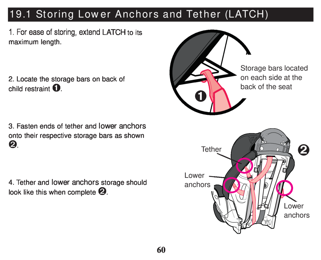 Graco PD247333A owner manual Storing Lower Anchors and Tether LATCH 