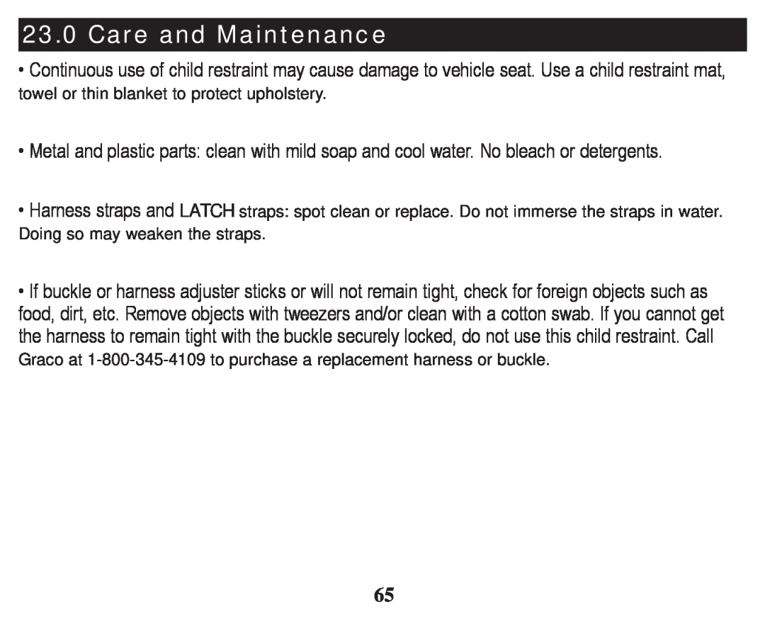 Graco PD247333A owner manual Care and Maintenance 