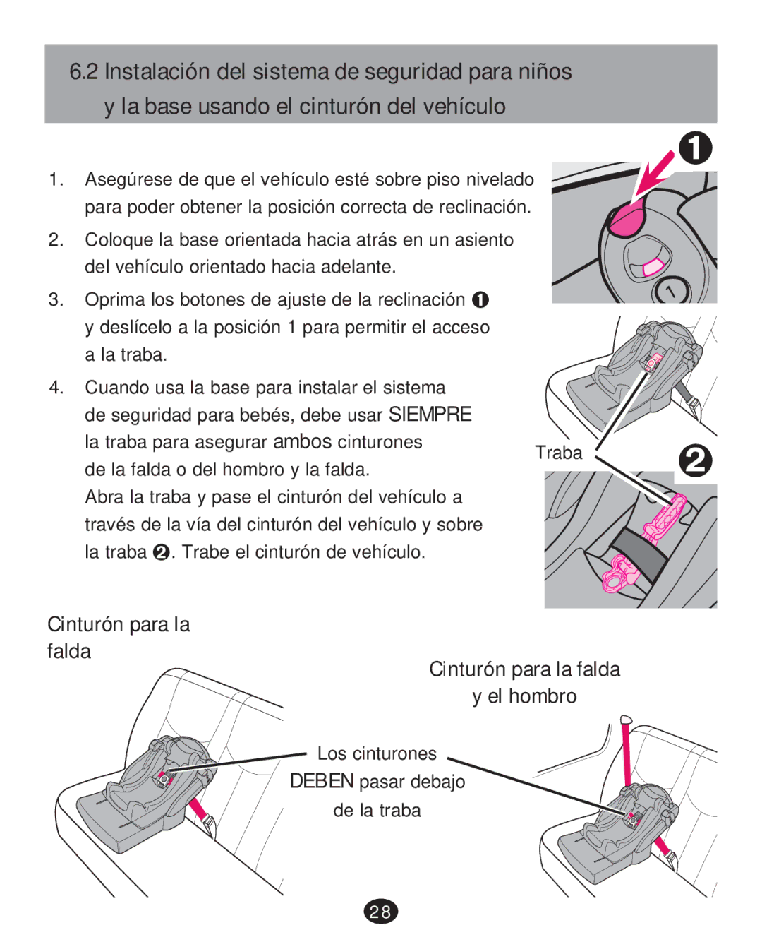 Graco PD252987A manual Cinturón para la falda El hombro 