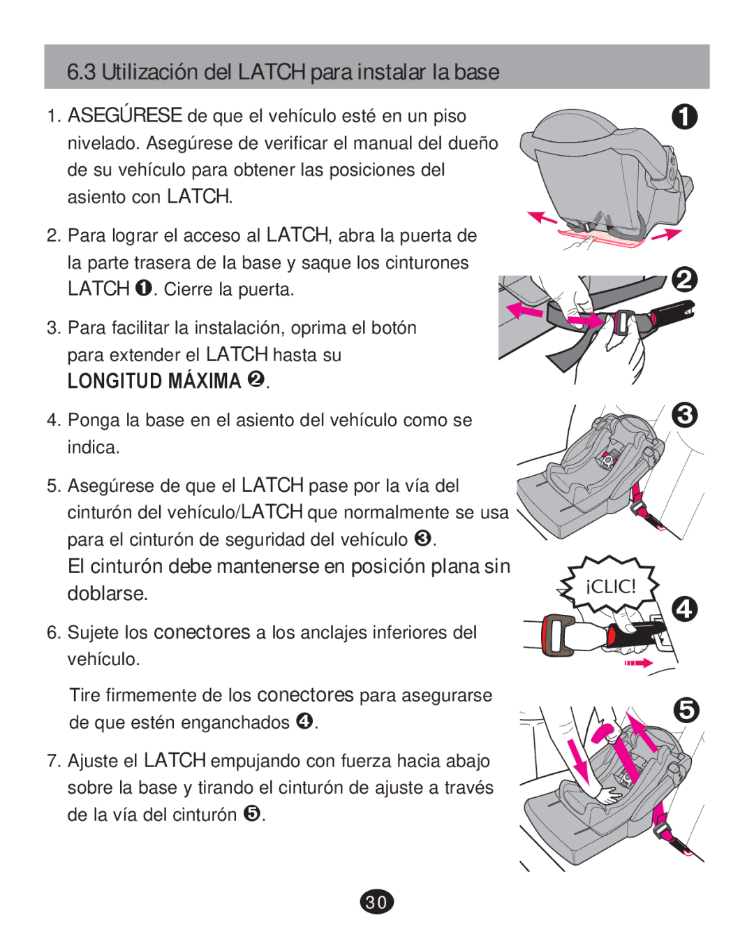 Graco PD252987A manual Utilización del Latch para instalar la base 