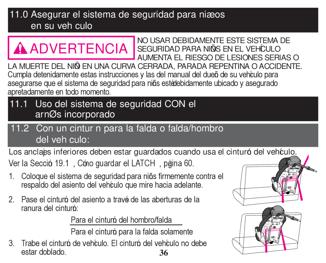 Graco PD254379A owner manual Asegurar el sistema de seguridad para niños en su vehículo, Estar doblado 