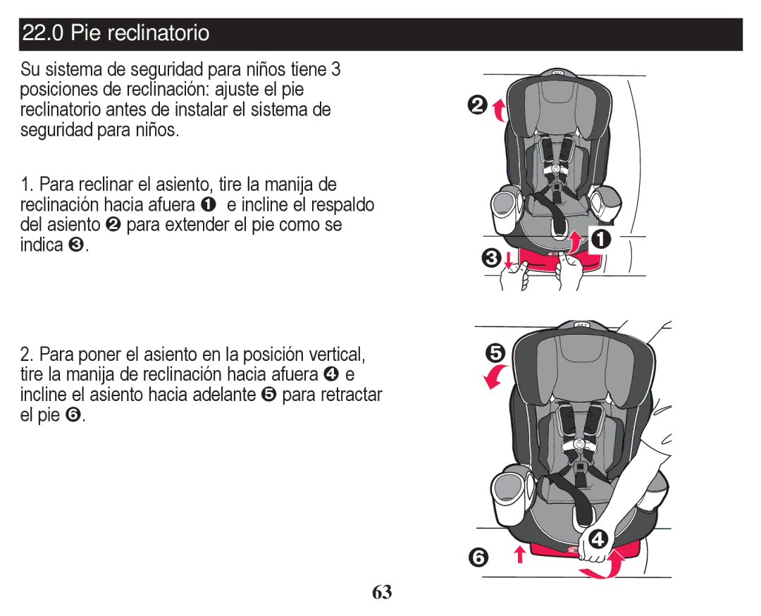 Graco PD254379A owner manual Pie reclinatorio 